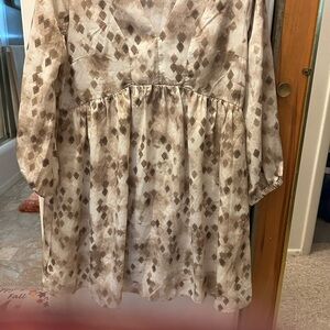 Elegant Women's Casual Dress in Brown Pattern